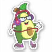 Sticker Avocado à musique avec casque (Recto)