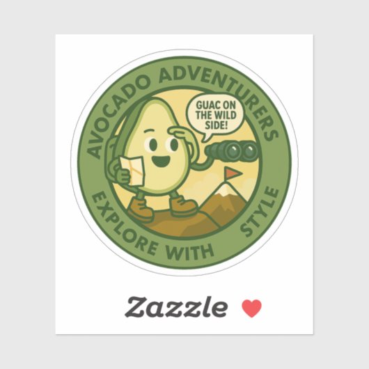 Sticker Avocado Adventurers Explore With Style (Feuille)