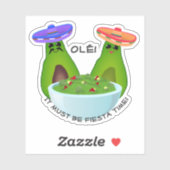 Sticker Avocado Couple and Guacamole (Feuille)