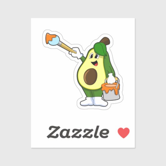 Sticker Avocado en peintre avec pinceau (Feuille)