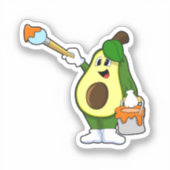 Sticker Avocado en peintre avec pinceau (Recto)