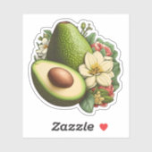 Sticker Avocado floral esthétique artisanal Vegan (Feuille)
