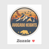 Sticker Avocado Heights, Californie (Feuille)