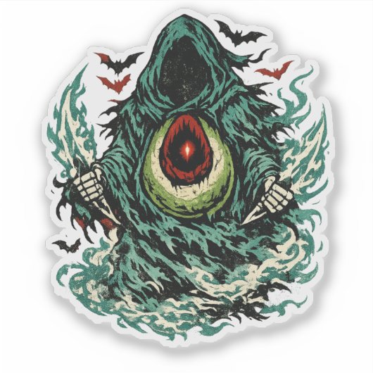 Sticker Avocado Shadow Phantom Halloween — Dark Art Retro  (Devant)