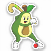 Sticker Avocat au hockey avec une batte de hockey (Recto)