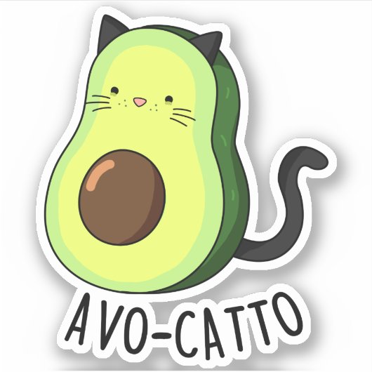 Sticker Avocatto Drôle Avocado Pun de chat (Devant)