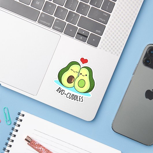 Sticker Avocuddles Drôle Avocado Couple Pun (Ordinateur portable avec iPhone)