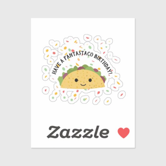 Sticker Avoir Fantastaco Anniversaire Cute Kawaii taco (Feuille)