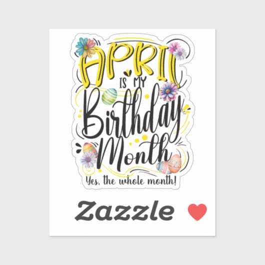 Sticker Avril est mon mois d'anniversaire, Pâques Avril (Feuille)