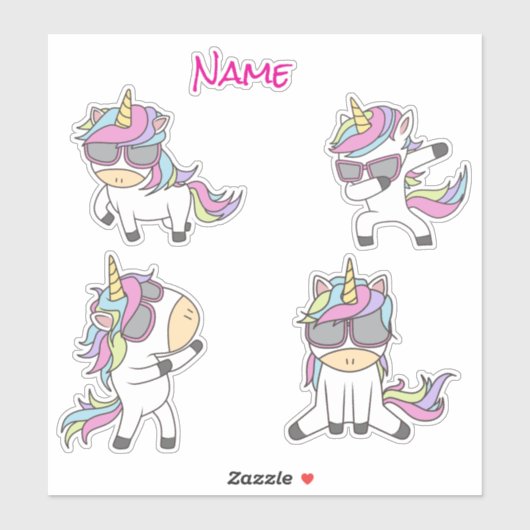 Sticker Awesome Rose Cute Unicornes (Feuille)