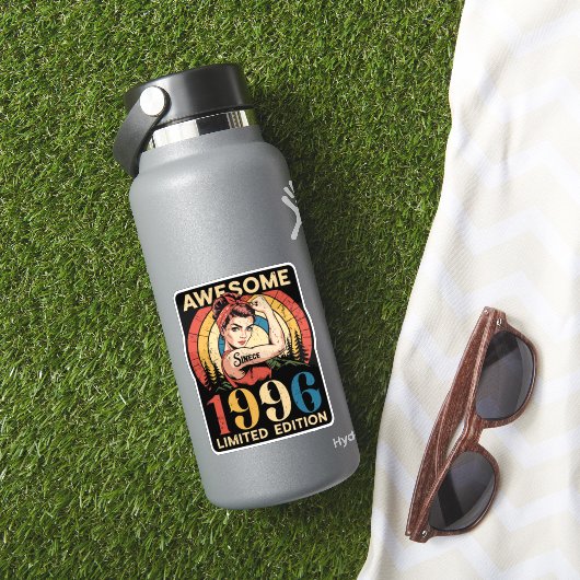 Sticker Awesome Since 1996 Retro 30th Women's Birthday (HydroFlask Insitu)