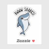 Sticker Awww Sharks Funny Animal Pun (Feuille)