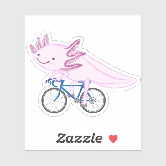 Sticker Axolotl à vélo (Feuille)