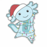 Sticker Axolotl Joyeux Noël Animaux d'hiver Axolotls<br><div class="desc">L'axolotl pour Noël avec des lumières de fées. Animaux amusants avec des cadeaux et de la neige pour les vacances. Aussi drôle pour Noël en juillet. Les Axolotls sont des animaux mignons et parfaits pour Noël.</div>