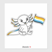 Sticker Axolotl mignon avec AroAce Sunset Pride drapeau LG (Feuille)
