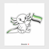 Sticker Axolotl mignon avec drapeau Aro Pride Aromantique  (Feuille)