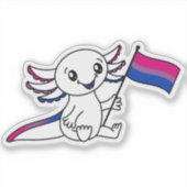 Sticker Axolotl mignon avec drapeau de fierté bisexuelle L (Devant)