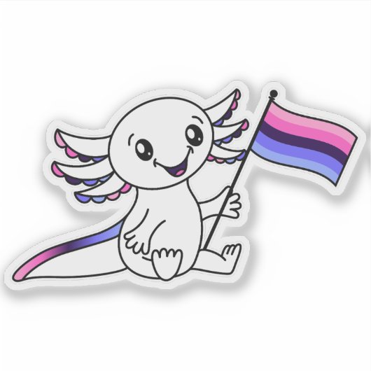 Sticker Axolotl mignon avec drapeau de fierté omnisexuel L (Devant)