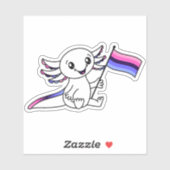 Sticker Axolotl mignon avec drapeau de fierté omnisexuel L (Feuille)