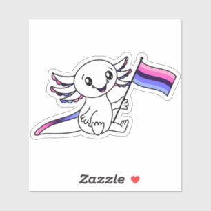 Sticker Axolotl mignon avec drapeau de fierté omnisexuel L