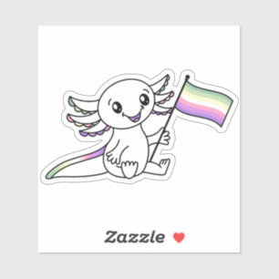 Sticker Axolotl mignon avec drapeau de la Genderfae Pride