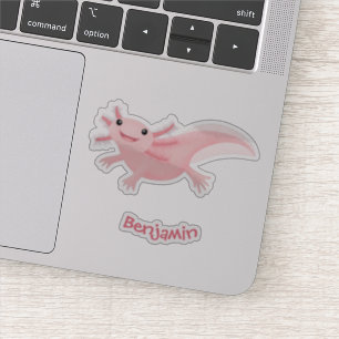 Sticker axolotl rose pâle