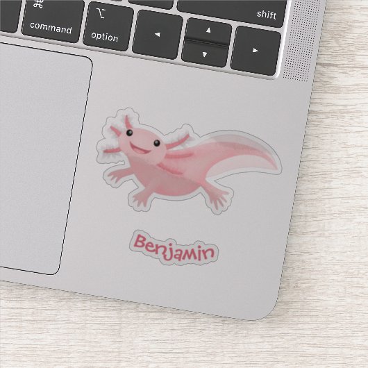 Sticker axolotl rose pâle (Détail)