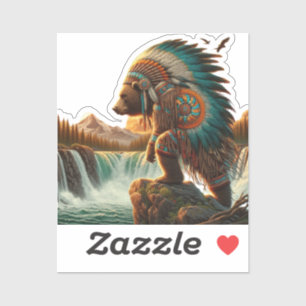 Sticker Aztec Bear Warrior