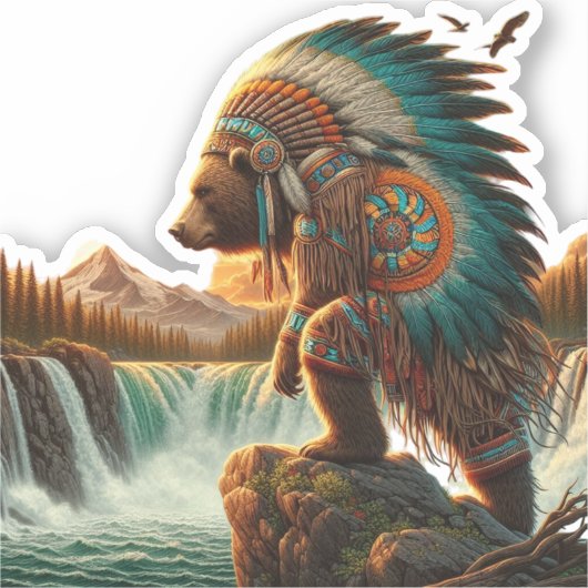 Sticker Aztec Bear Warrior (Recto)