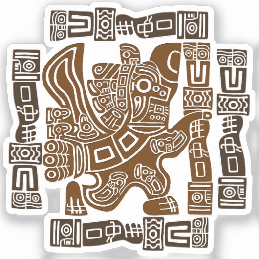 Sticker Aztec Eagle Guerrier Tribal Art antique (Recto)