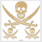 Sticker Aztec Gold Crâne et cutlass Pirate Calico Jack (Feuille)