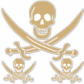 Sticker Aztec Gold Crâne et cutlass Pirate Calico Jack (Devant)