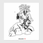 Sticker Aztec Indian warrior and princess mexican art (Feuille)
