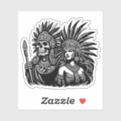 Sticker Aztec Skeleton Warrior avec Princess (Feuille)