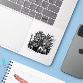 Sticker Aztec Skeleton Warrior avec Princess (Ordinateur portable avec iPhone)