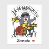 Sticker Ba-da-ba-boon Funny Baboon Pun (Feuille)