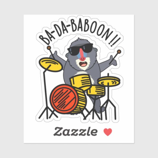 Sticker Ba-da-ba-boon Funny Baboon Pun (Feuille)