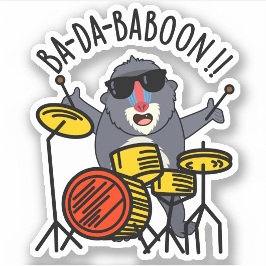 Sticker Ba-da-ba-boon Funny Baboon Pun (Devant)