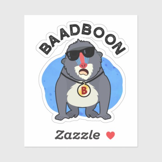 Sticker Baadboon Funny Bad Baboon Pun (Feuille)