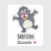 Sticker Bab-foon Funny Baffoon Baboon Pun (Feuille)