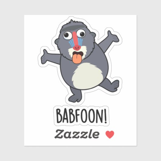 Sticker Bab-foon Funny Baffoon Baboon Pun (Feuille)