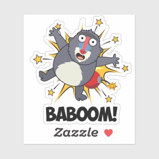 Sticker Baboom Drôle Explosif Baboon Pun (Feuille)