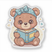 Sticker Baby Bear Reading a Book (Devant)
