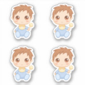 Sticker Baby Boy Blue Jumpsuit Ensemble de 4 (Devant)