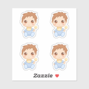Sticker Baby Boy Blue Jumpsuit Ensemble de 4