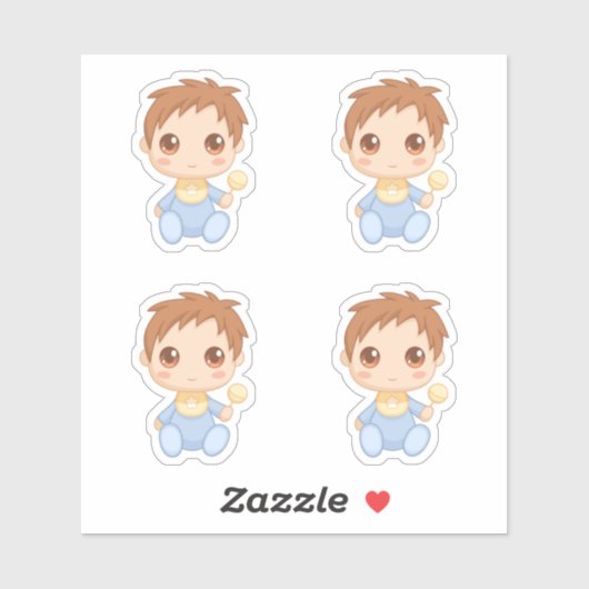 Sticker Baby Boy Blue Jumpsuit Ensemble de 4 (Feuille)