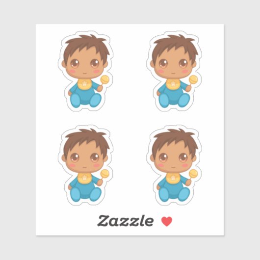 Sticker Baby Boy Blue Jumpsuit Ensemble de 4 (Feuille)