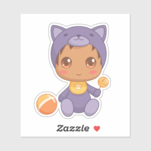Sticker Baby Boy Girl Purple Chat Jumpsuit