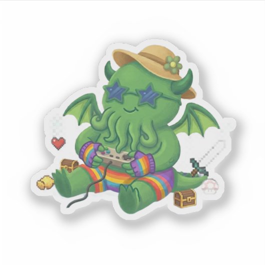 Sticker Baby Cthulhu Gamer (Devant)