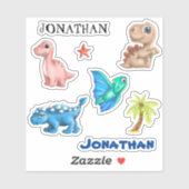 Sticker Baby Dinosaur Tyrannosaurs Nom T-rex (Feuille)